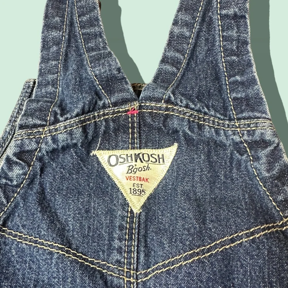 Baby OshKosh B'Gosh Denim Overalls with Heart Embroidery Size 12 Months